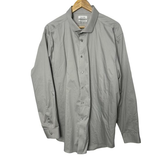 Calvin Klein Gray Infinite Wrinkle Free Slim Fit Stretch Flex Collar Men's 3XL - Picture 1 of 6